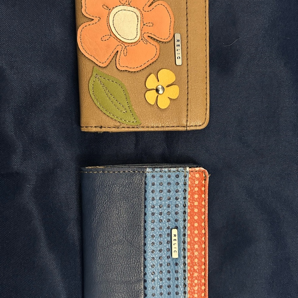 RELIC Tan and Blue Wallet Duo with Floral Accents